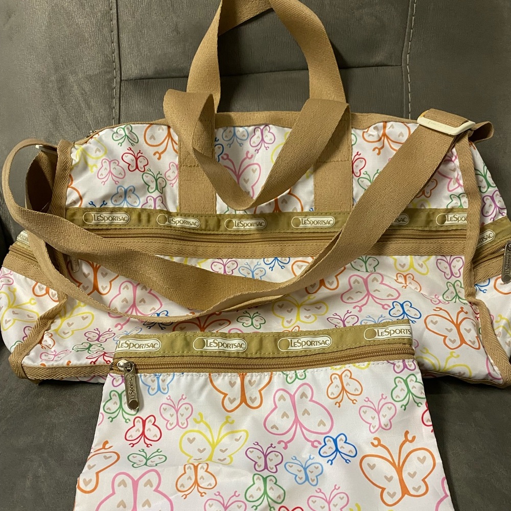 LeSportsac butterfly duffle travel bag lightweight